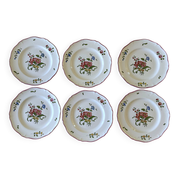 6 large flat antique plates in Saint-Amand earthenware (Nord)