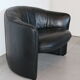 2 armchairs swann black leather