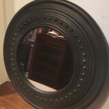 Black round pine mirror
