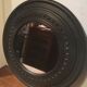 Black round pine mirror 60cm