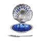 Vintage Blue Glass Queen Anne Scallop Shell Butter Dish