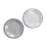 2 Small vintage plates in black and white speckled Italian earthenware