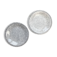 2 Small vintage plates in black and white speckled Italian earthenware