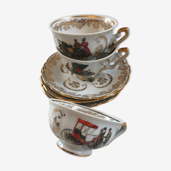 Tasses et soucoupes vintage Berry haute porcelaine