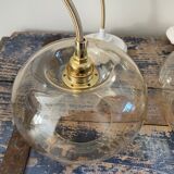 Set of three glass hanging lamps