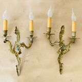 Louis XV gilt bronze wall lights with curved branches