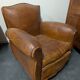 Pair of moustache club armchairs in leather, France, 1930s — to be restored.