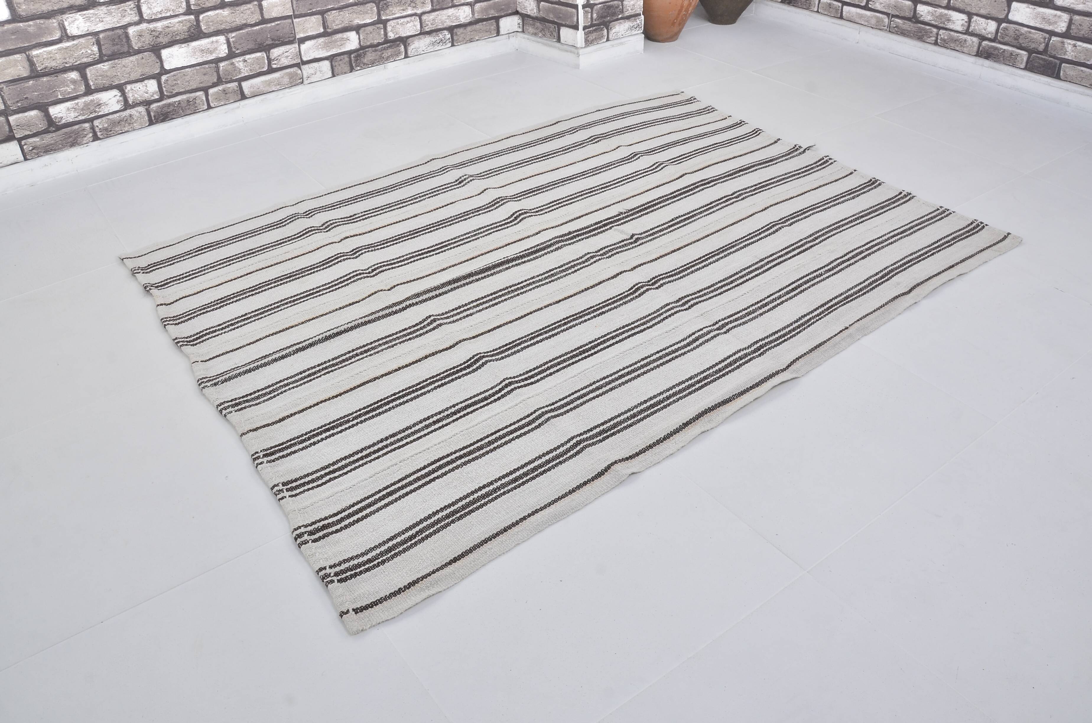 Vintage Anatolian Striped Hemp Kilim Rug, Reference 3665