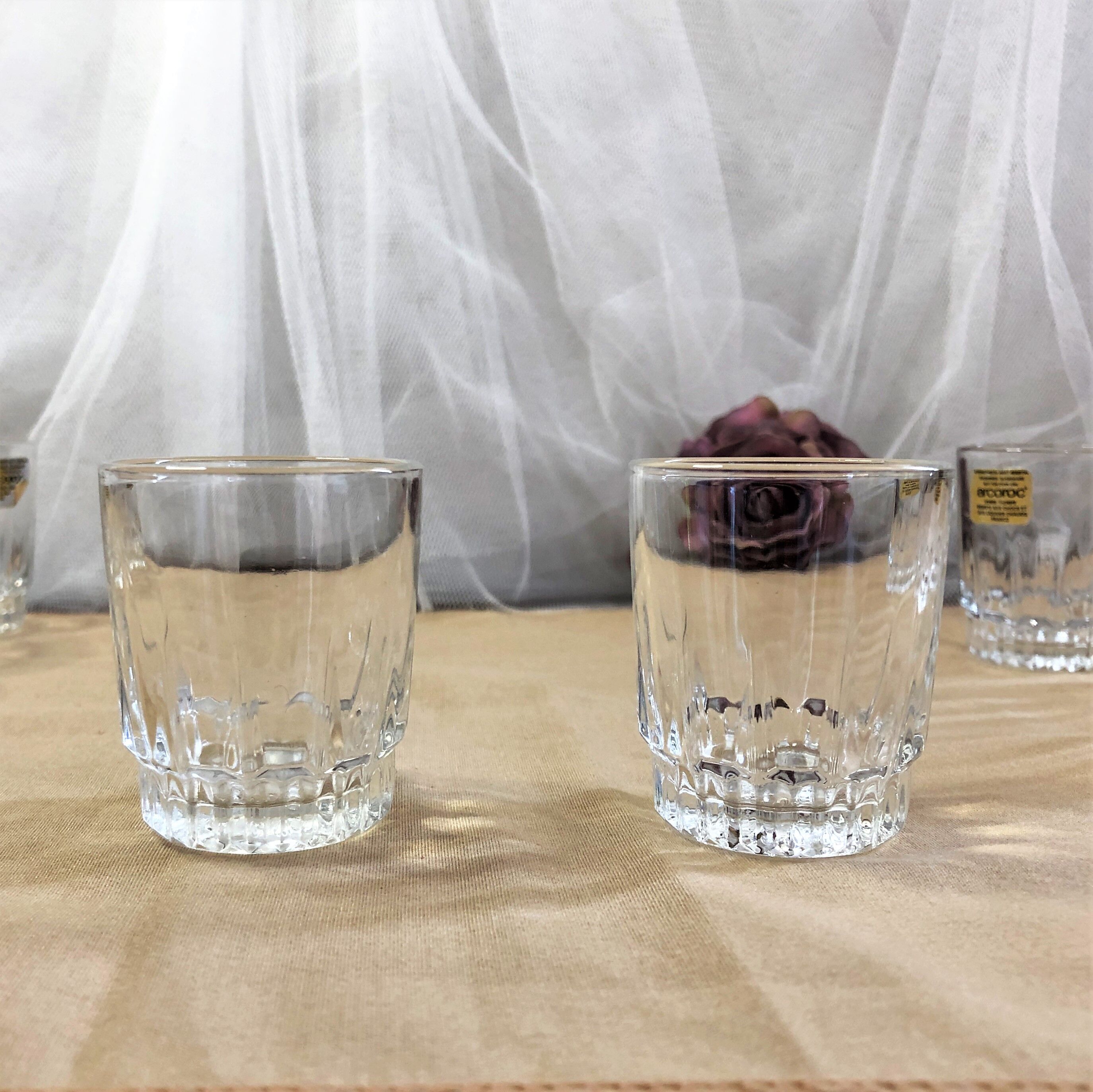 Set of 8 cut glass shot glasses France Arcoroc