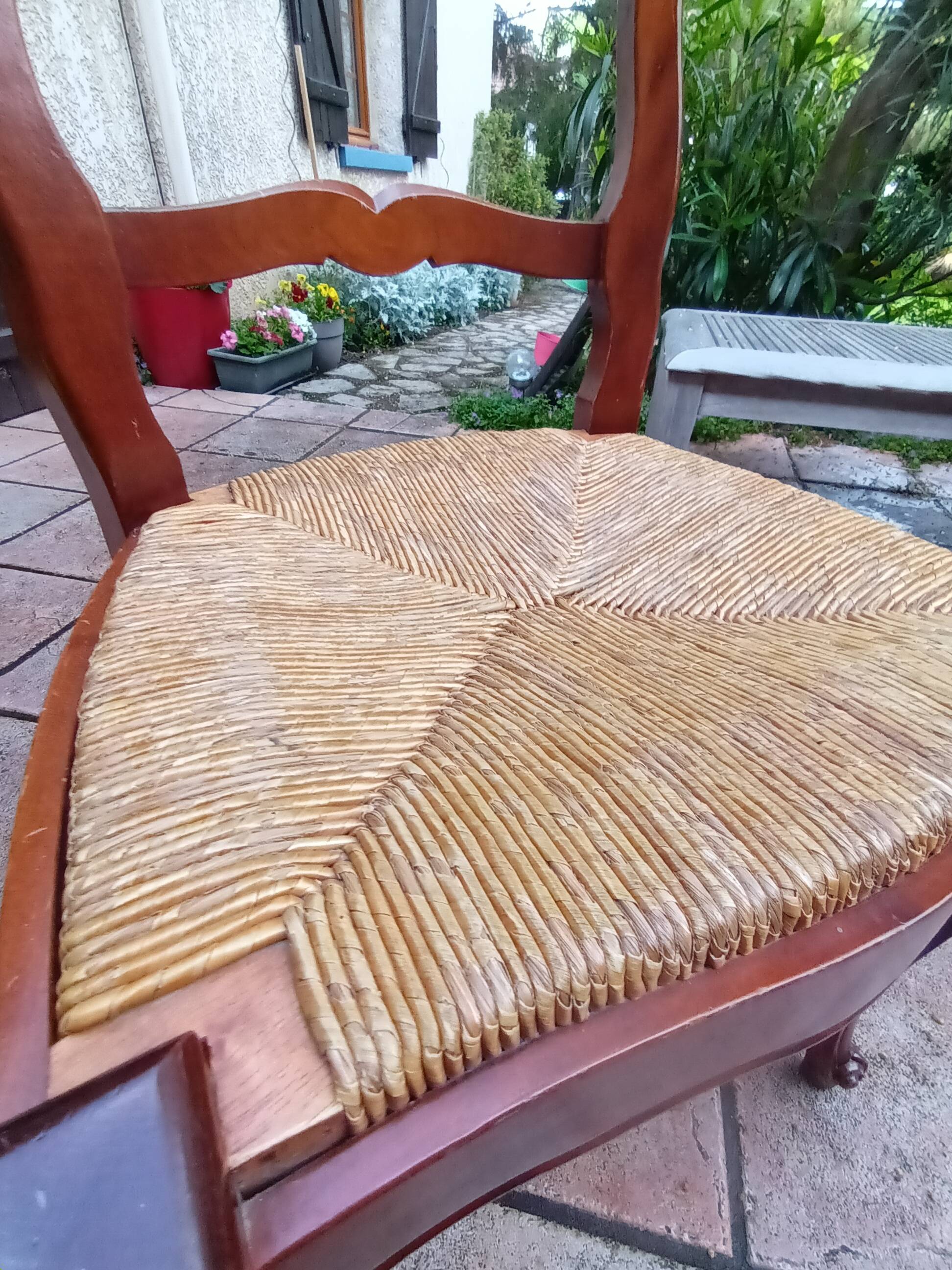 6 cherry wood chairs in Louis XV style