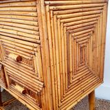 Chest of drawers in rattan marquetry