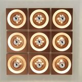 Set of nine wall lamps copper Klaus Hempel for Kaiser Leuchten 1970