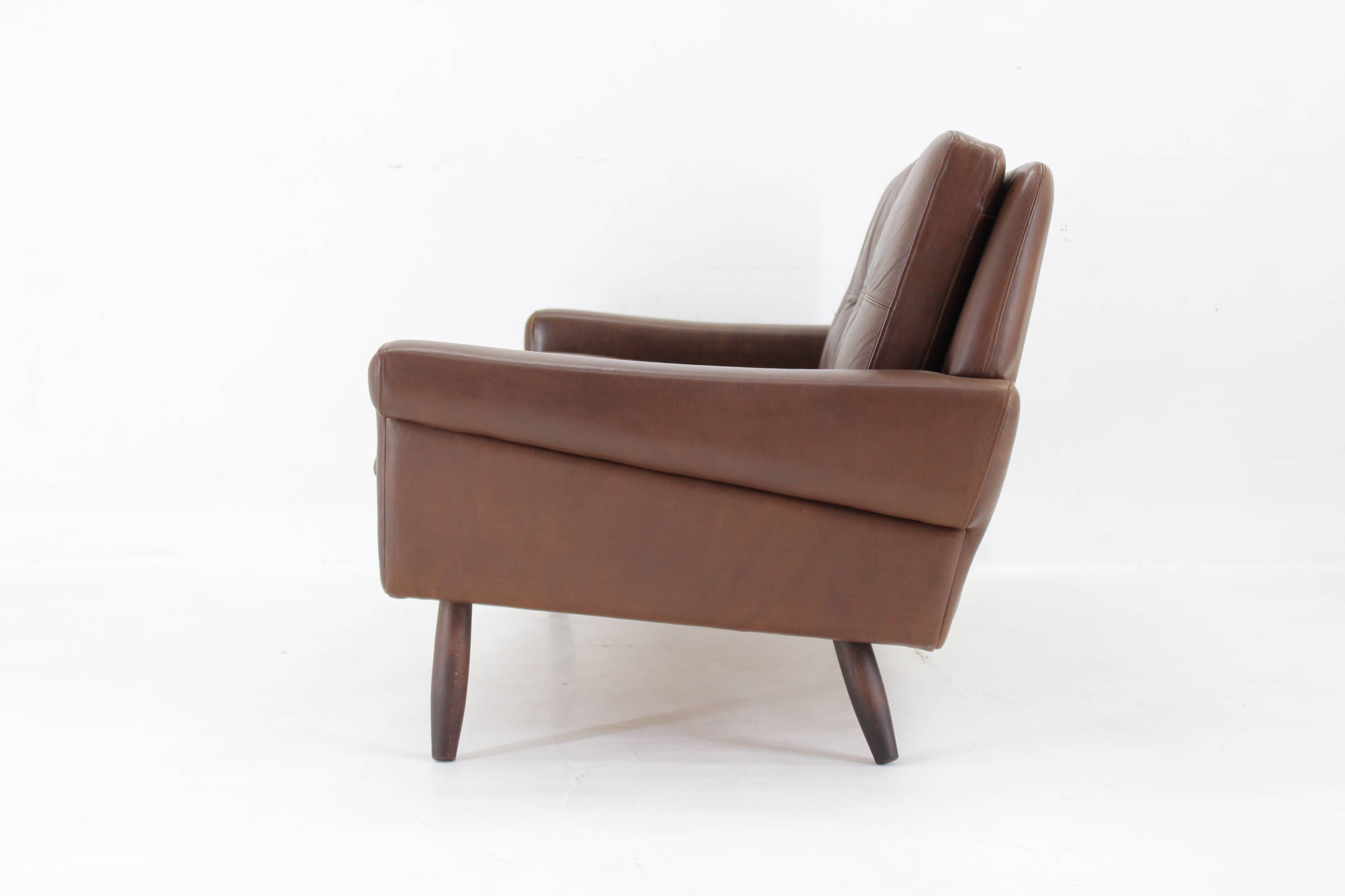 Ensemble de salon Svend Skipper 1970 en cuir marron, Danemark