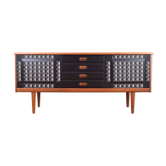 Mid-Century Op-Art Hand-Painted Teak Sideboard by Gustav Bahus, 1960s