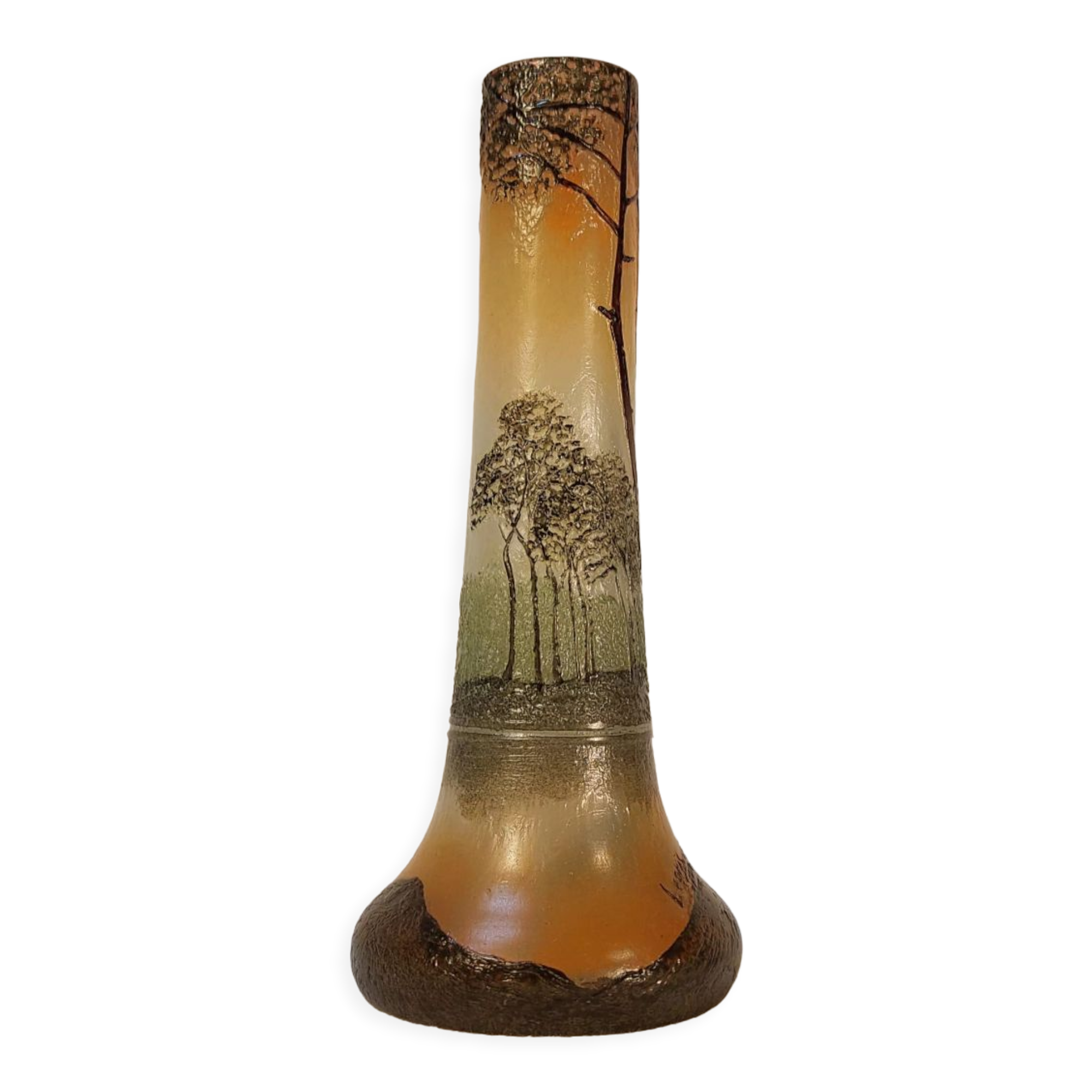 Acid-engraved glass soliflore vase signed Legras - Art Nouveau