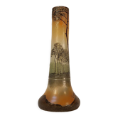 Vase soliflore en verre gravé à l'acide signé Legras - Art Nouveau