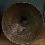 Oriental tagine in copper or brass with its 20th century engraved lid