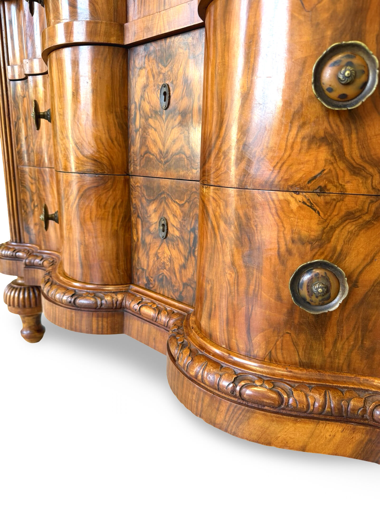antique walnut serpentine commode