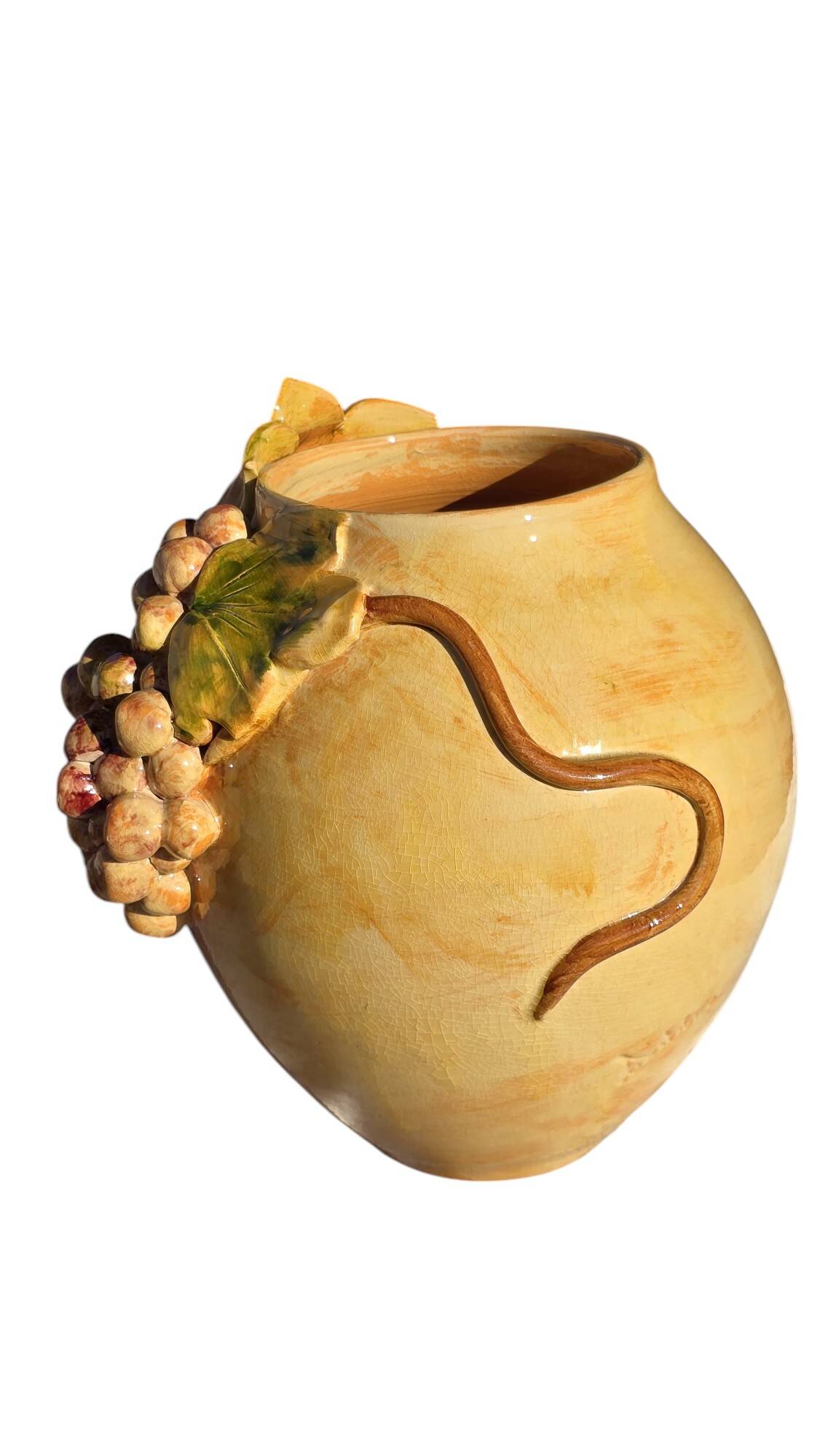 Provencal ceramic vase hand-painted in majolica