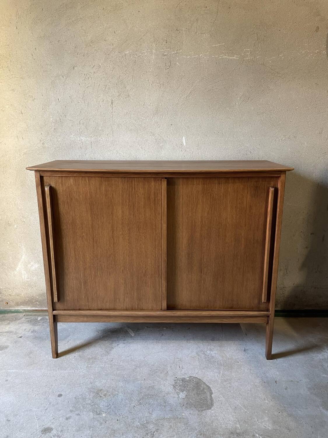 Vintage wooden sideboard sliding doors 60s