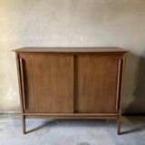 Vintage wooden sideboard sliding doors 60s