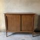 Vintage wooden sideboard sliding doors 60s