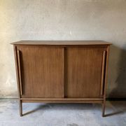 Vintage wooden sideboard sliding doors 60s