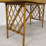 Vintage rattan bar and stools
