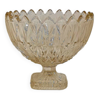 Large yellow crystal bowl from the 1950s Diameter 24 cm