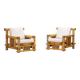 Pair of Bamboo Armchairs, Pierre Frey Cushions, French Work, circa