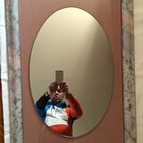 Oval mirror in rectangular frame wooden 80x55cm