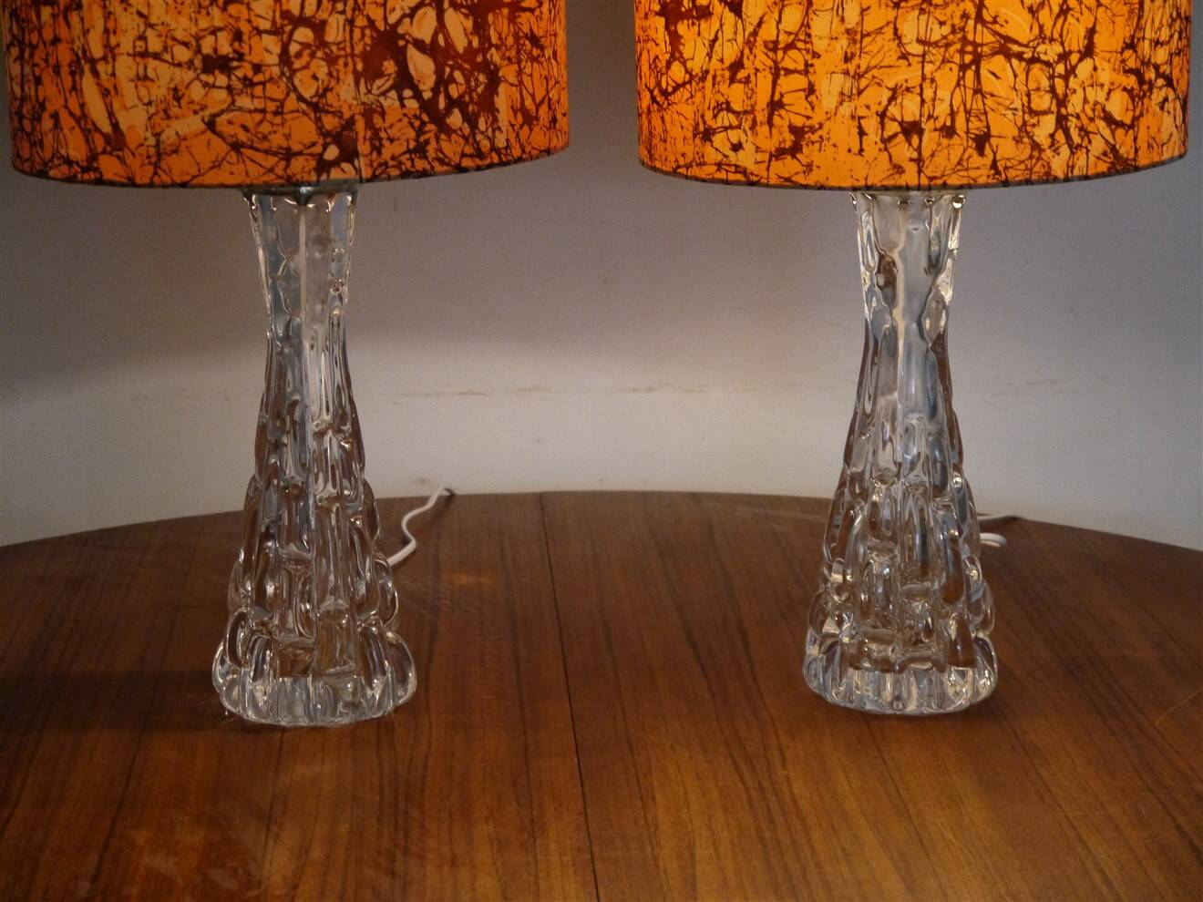 Pair of crystal lamps model RD477 by Carl Fagerlund