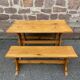 Vintage Scandinavian pine dining set, 1980s table and benches