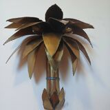 70's brutalist palm tree wall light in brass