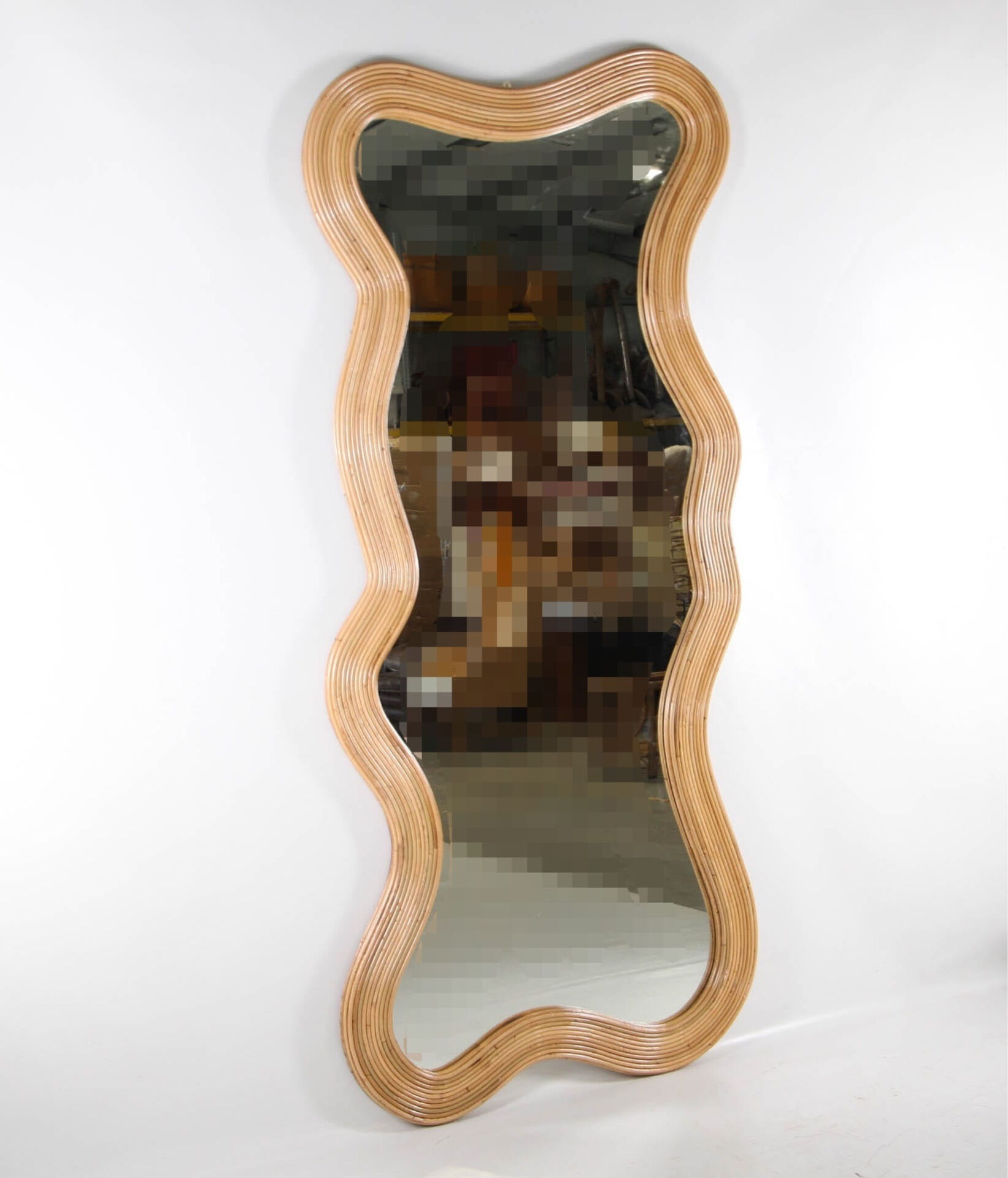 Large "waves" rattan mirror