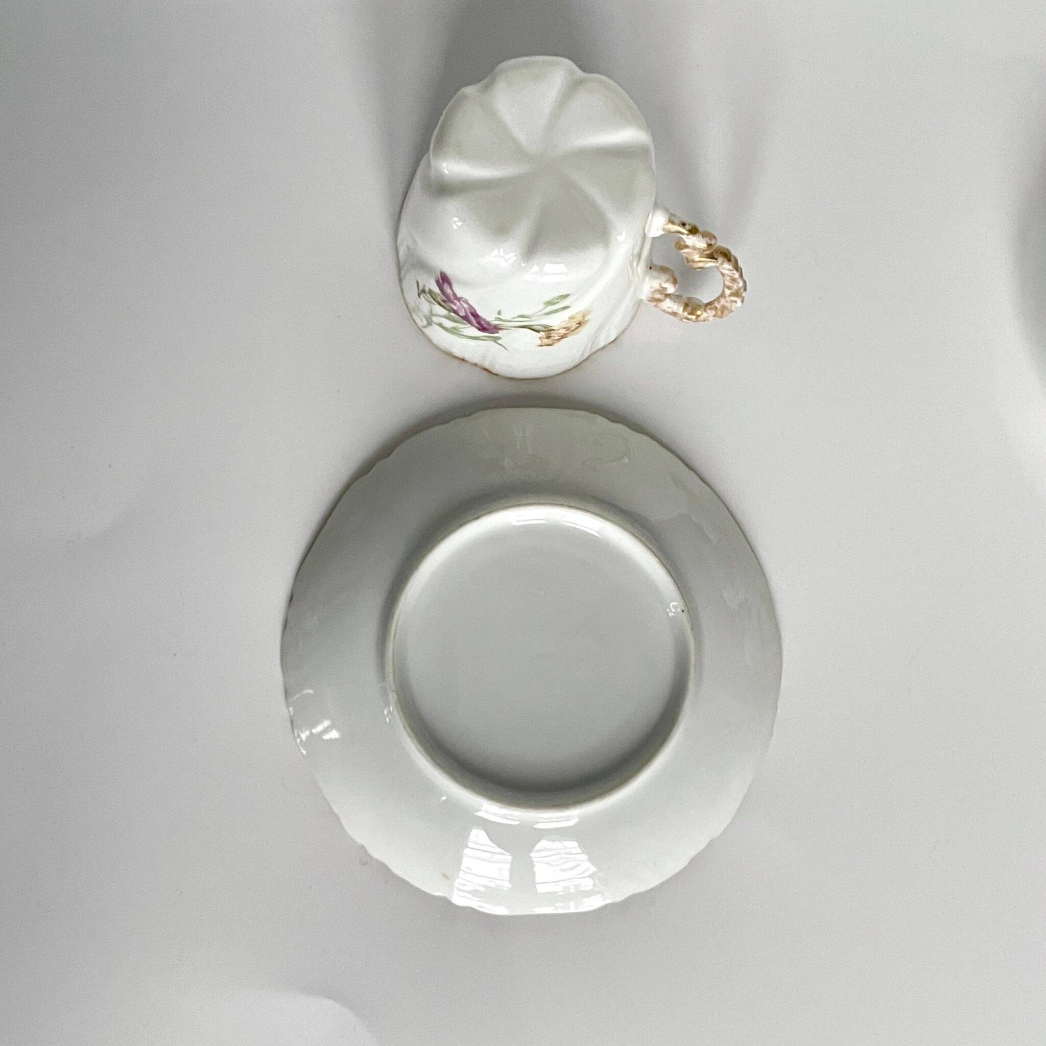 Set of 7 Porcelain Cups and Saucers | Elegant Floral Decor