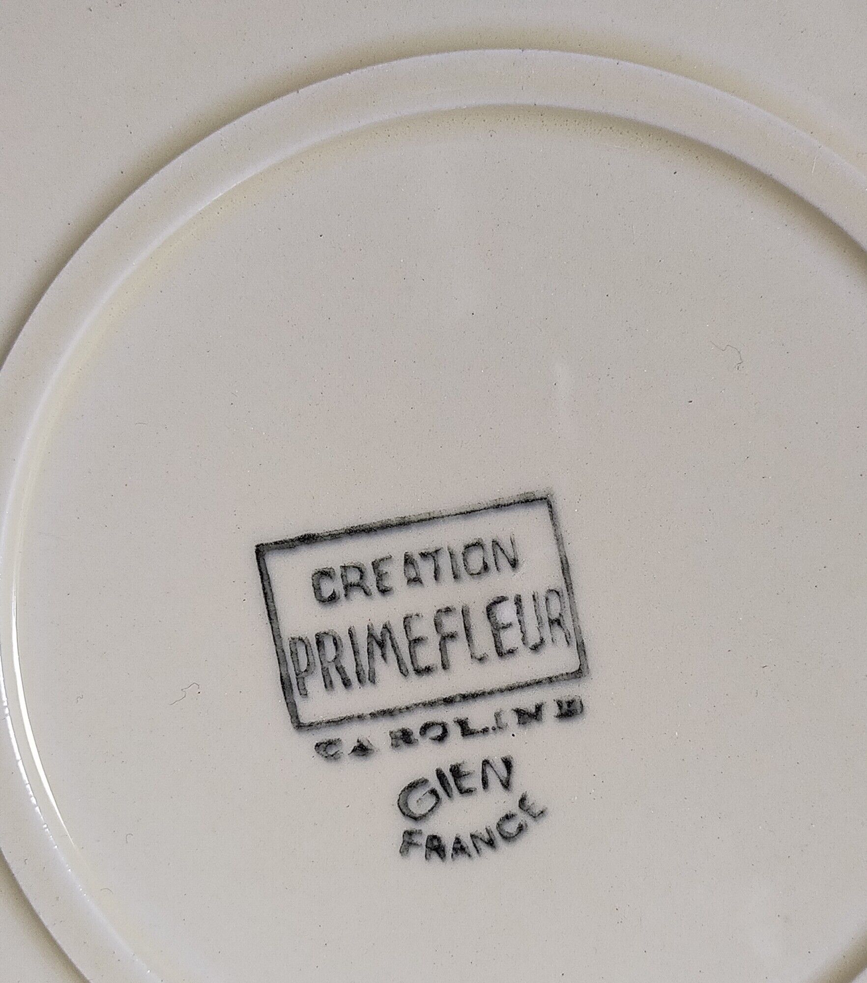 Ten dessert plates faience from gien creation primefleur, vintage "caroline" service