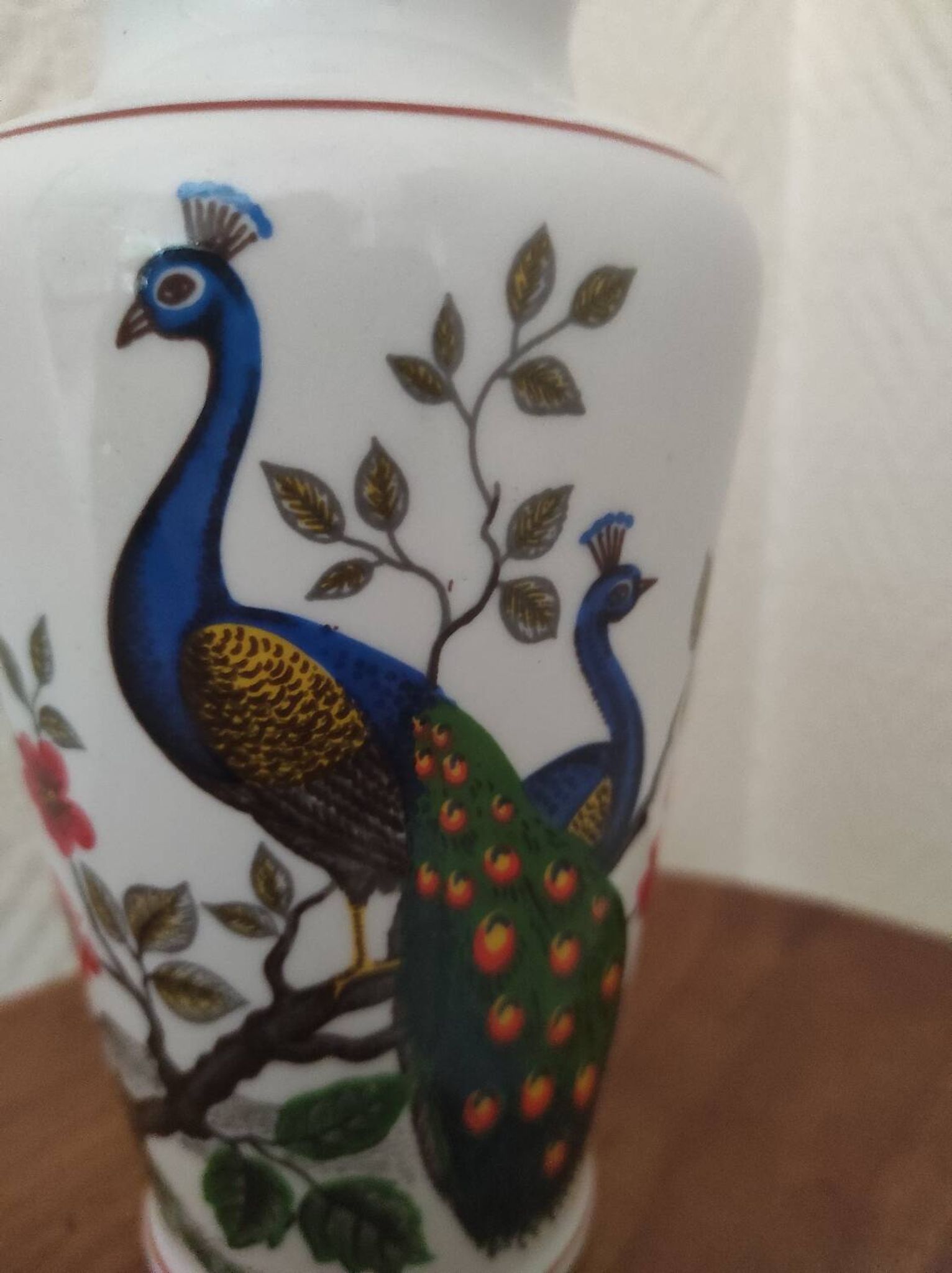 Porcelain vase with peacock decoration
