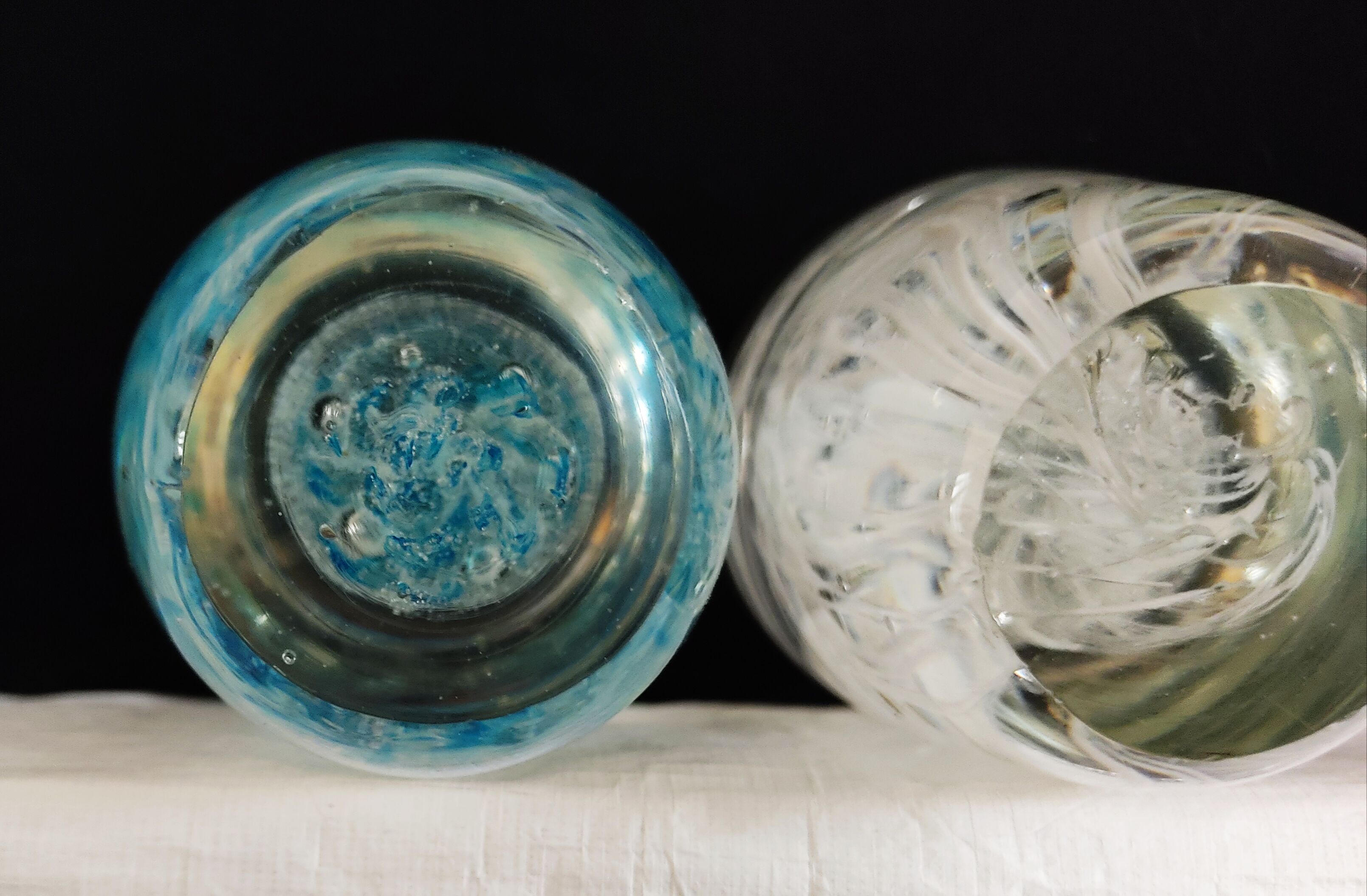 Set of two paperweights vintage jellyfish sulphide
