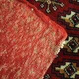 Traditional small vintage red wool persian rug handmade oriental area rug - 67x138cm