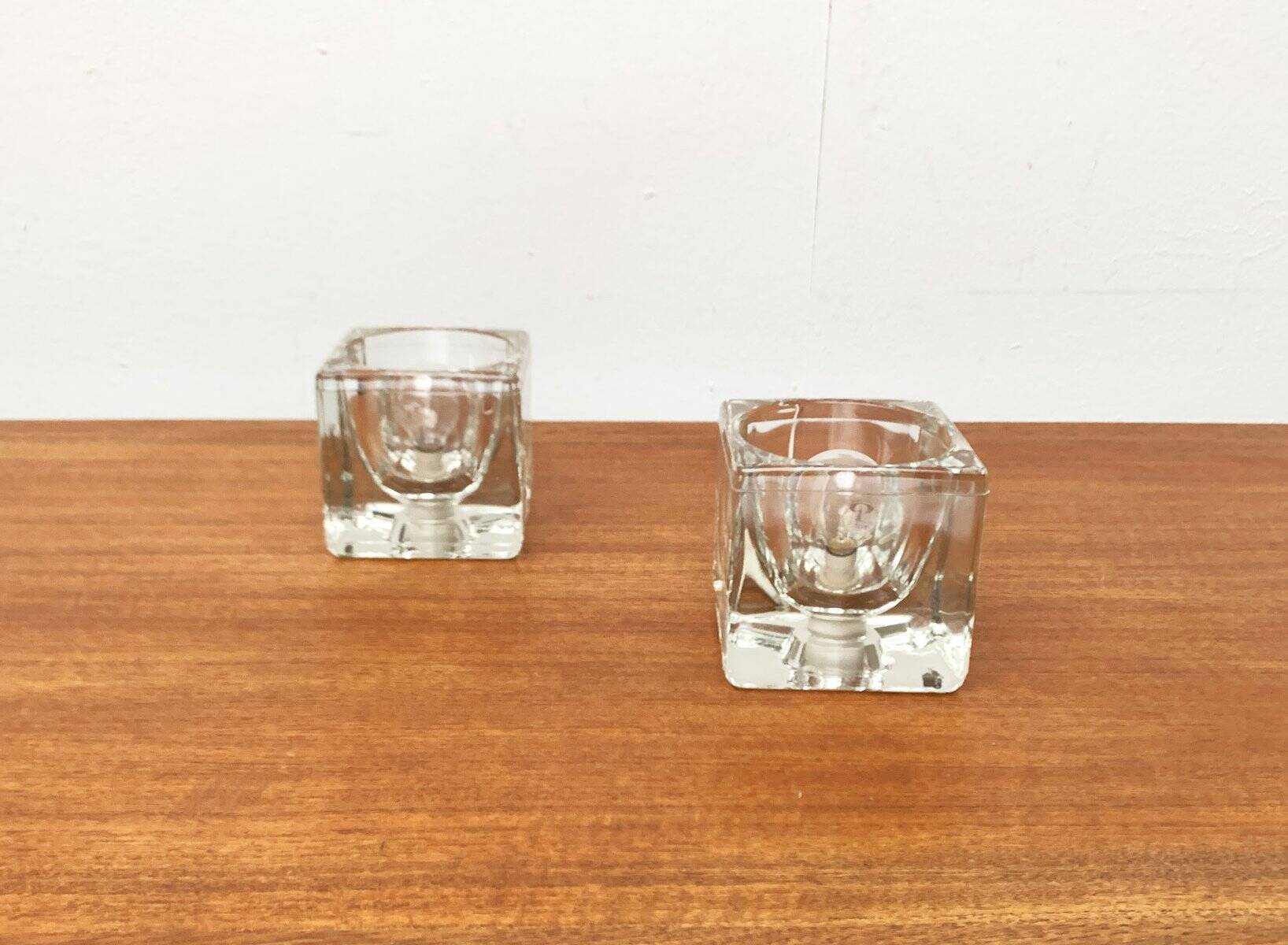 Vintage German glass cube table lamps TA 14 by Peill & Putzler, 1970s, set of 2.