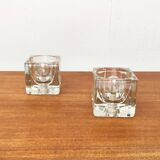 Vintage German glass cube table lamps TA 14 by Peill & Putzler, 1970s, set of 2.