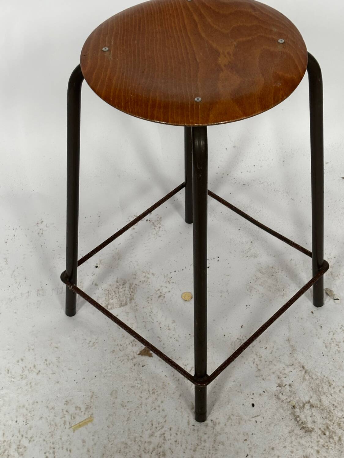 Vintage school stool, 1970s industrial design, Dutch minimalist