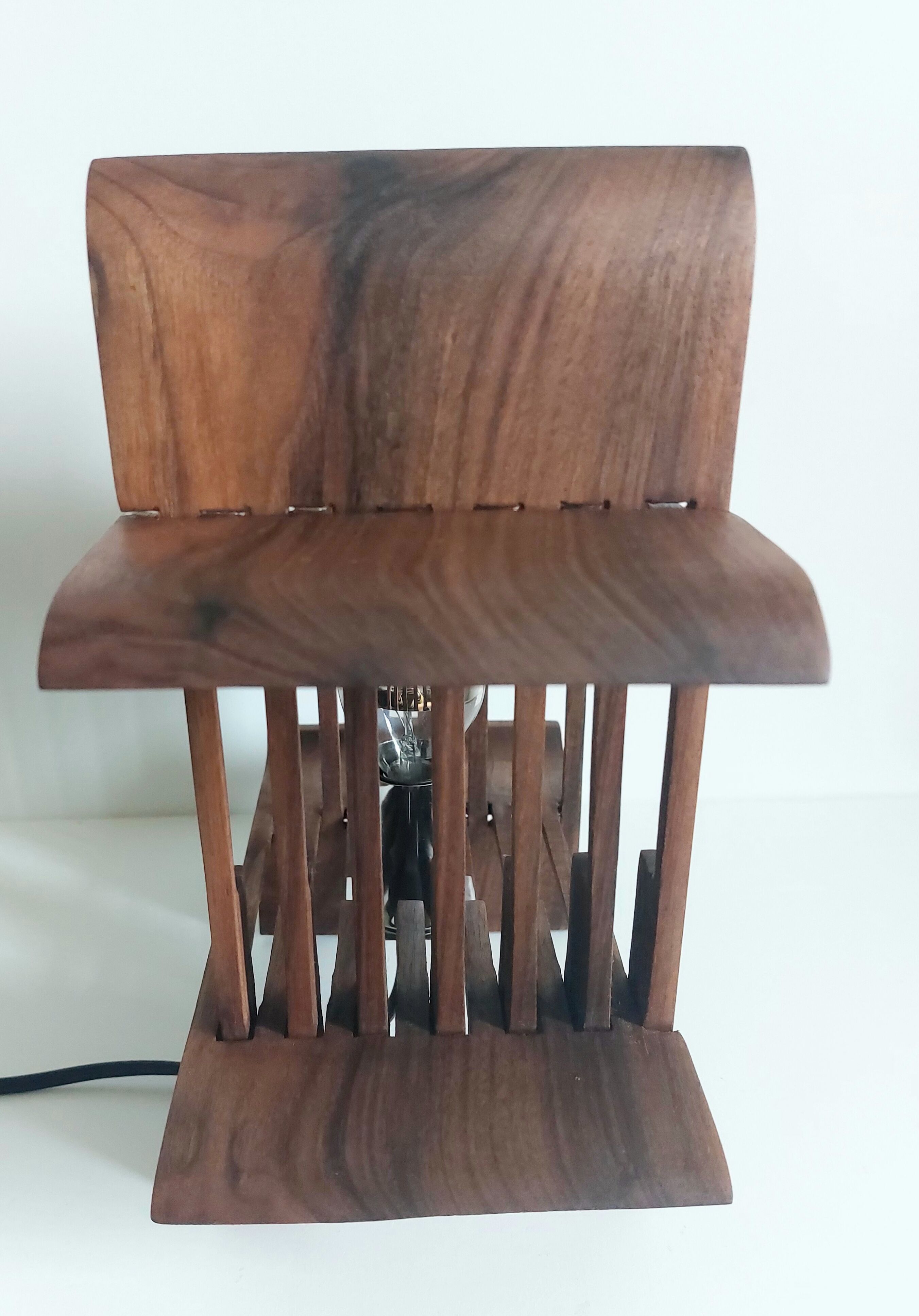 Vintage solid teak lamp