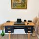 Vintage desk, Scandinavian style, Black lacquer and Beech