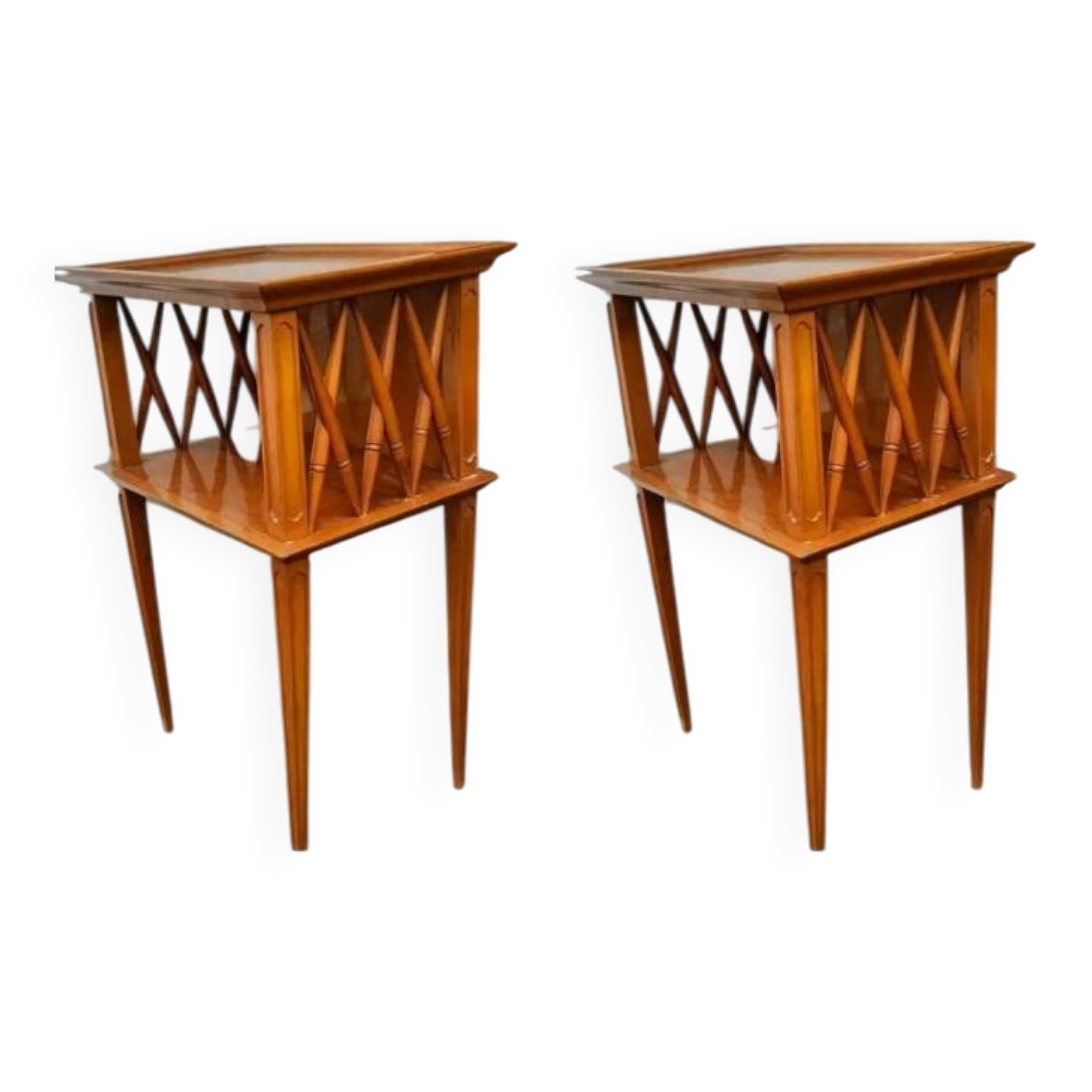 Pair of cherry wood bedside tables/end tables from the 1950s