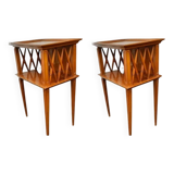 Pair of cherry wood bedside tables/end tables from the 1950s
