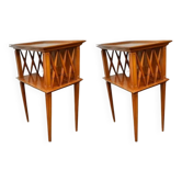 Pair of cherry wood bedside tables/end tables from the 1950s