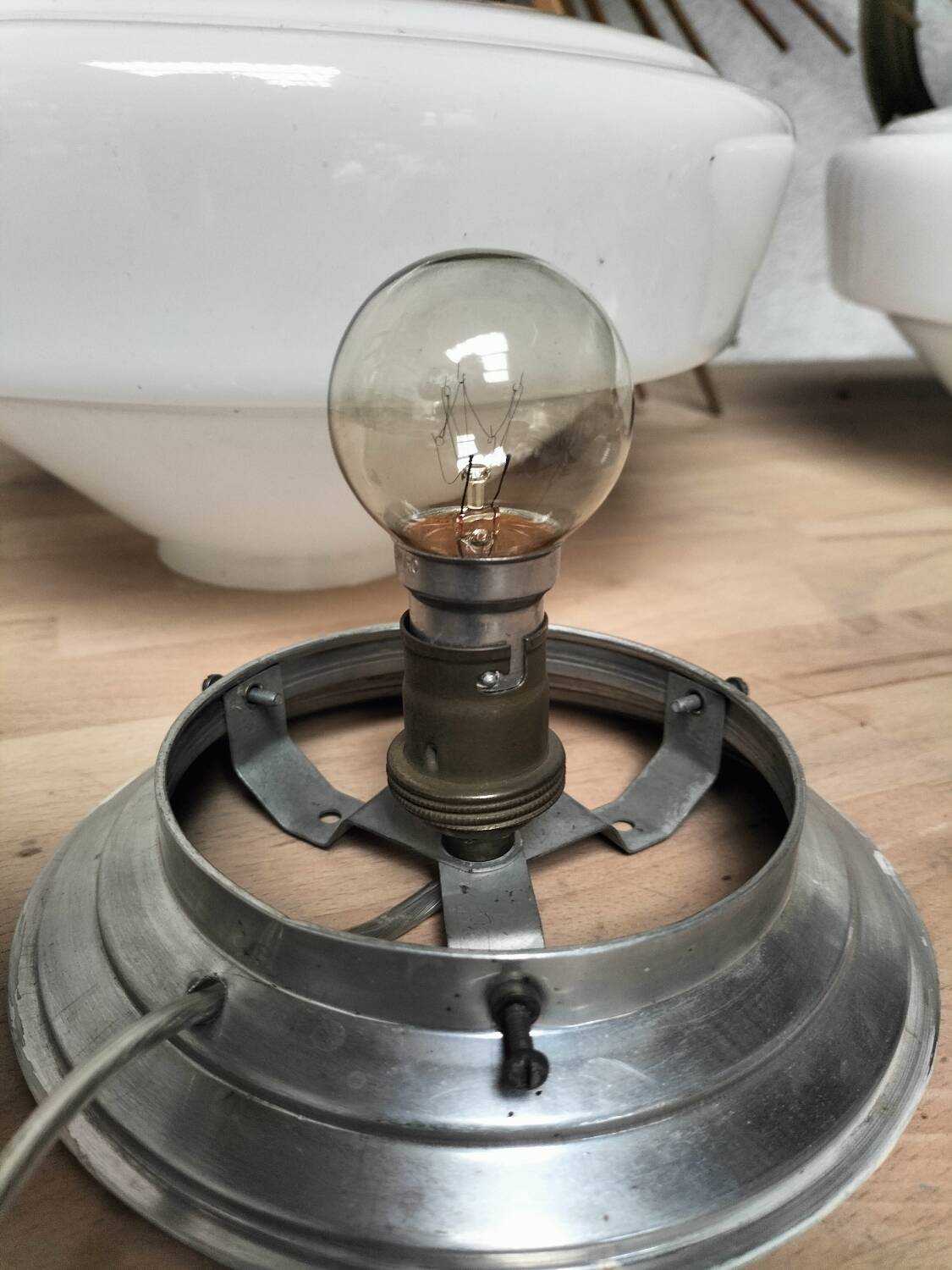 Pair of opaline lamps