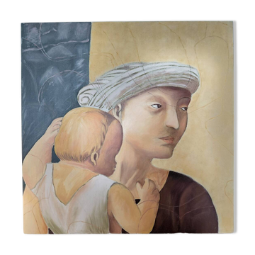 Grand Tableau Tempera (90x90)-Détail de Masaccio-signé F.Leblon